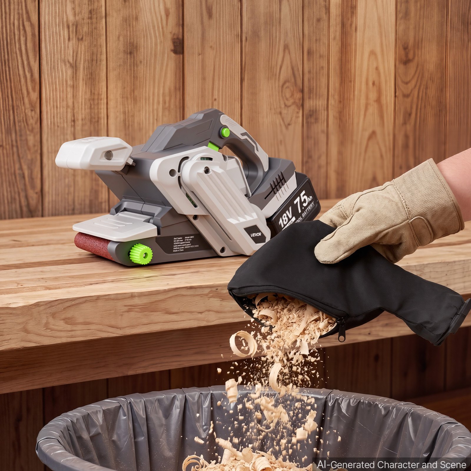 VEVOR 20V Max Cordless Belt Sander, 3" x 18" Belt Sander for Woodworking, 6 Variable Speeds Sanding Machine with 10PCS Sanding Belts, 2 Dust Bags & Vacuum Adapter (Battery NOT Included)