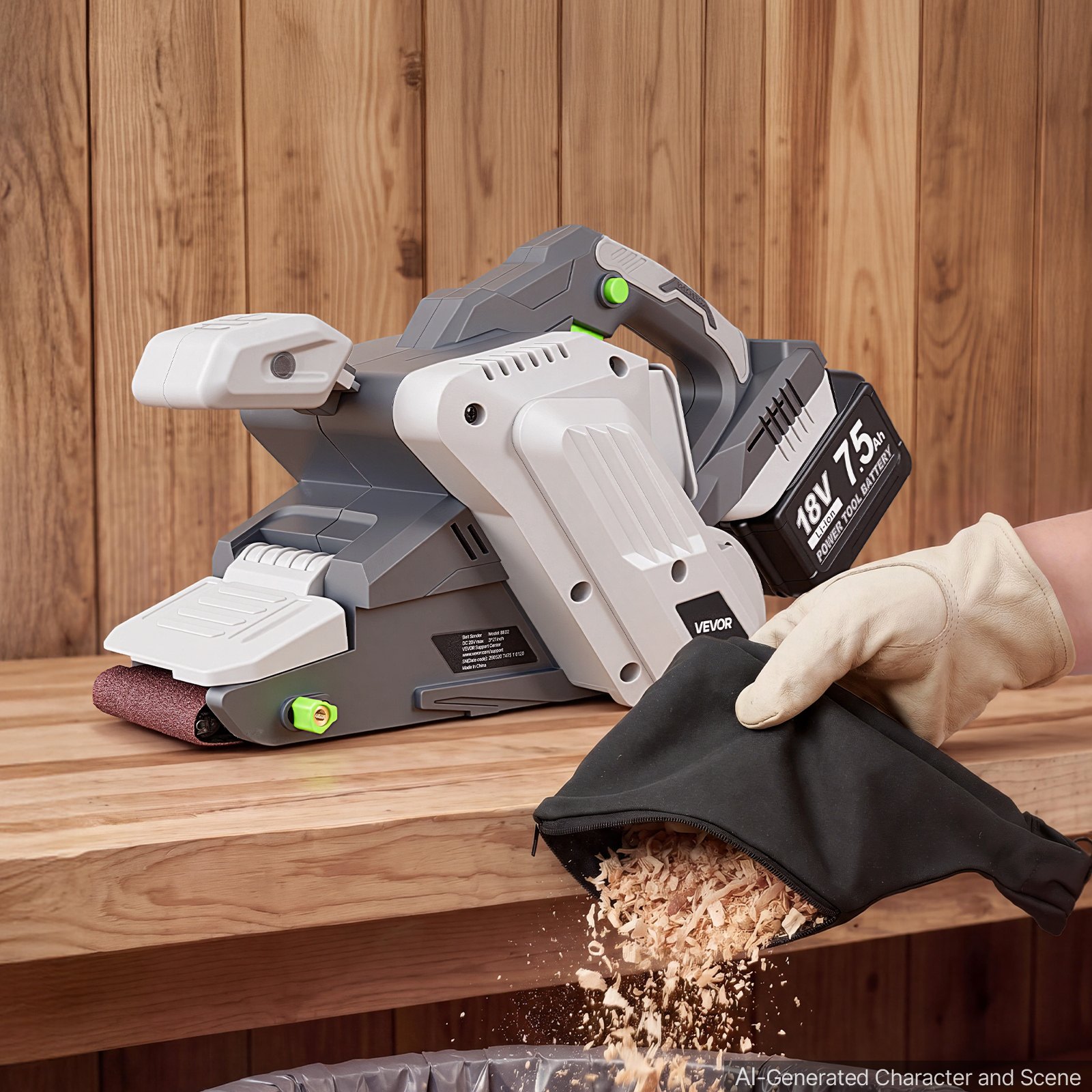 VEVOR 20V Max Cordless Belt Sander, 3" x 21" Belt Sander for Woodworking, 6 Variable Speeds Sanding Machine with 10PCS Sanding Belts, 2 Dust Bags & Vacuum Adapter (Battery NOT Included)