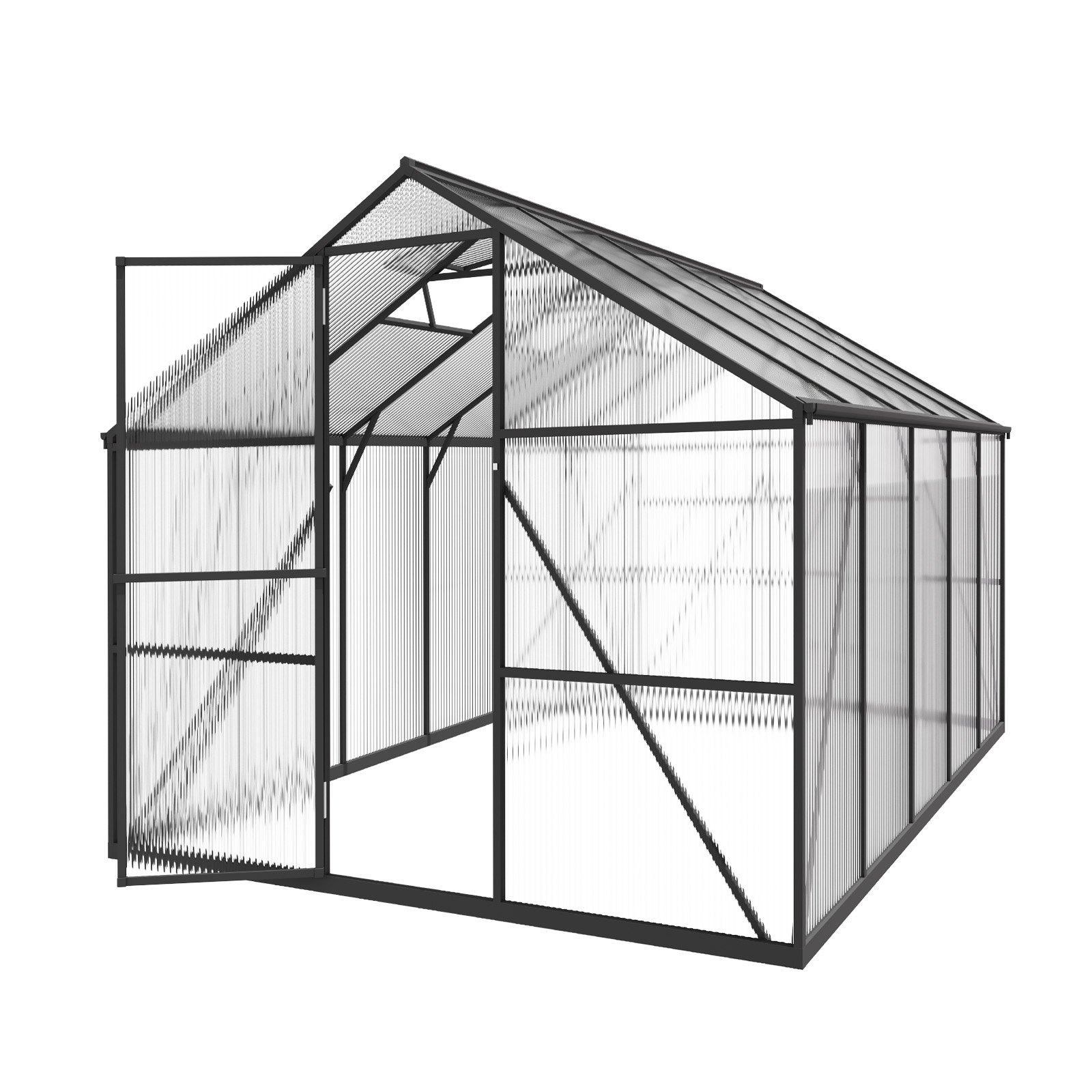 VEVOR 8 x 10 FT Polycarbonate Greenhouse, Heavy Duty Outdoor Green House with Adjustable Vents & Push-Pull Lockable Door, Quick Setup, Aluminum Frame Walk-in Greenhouse Sunroom for Outside Garden Lawn