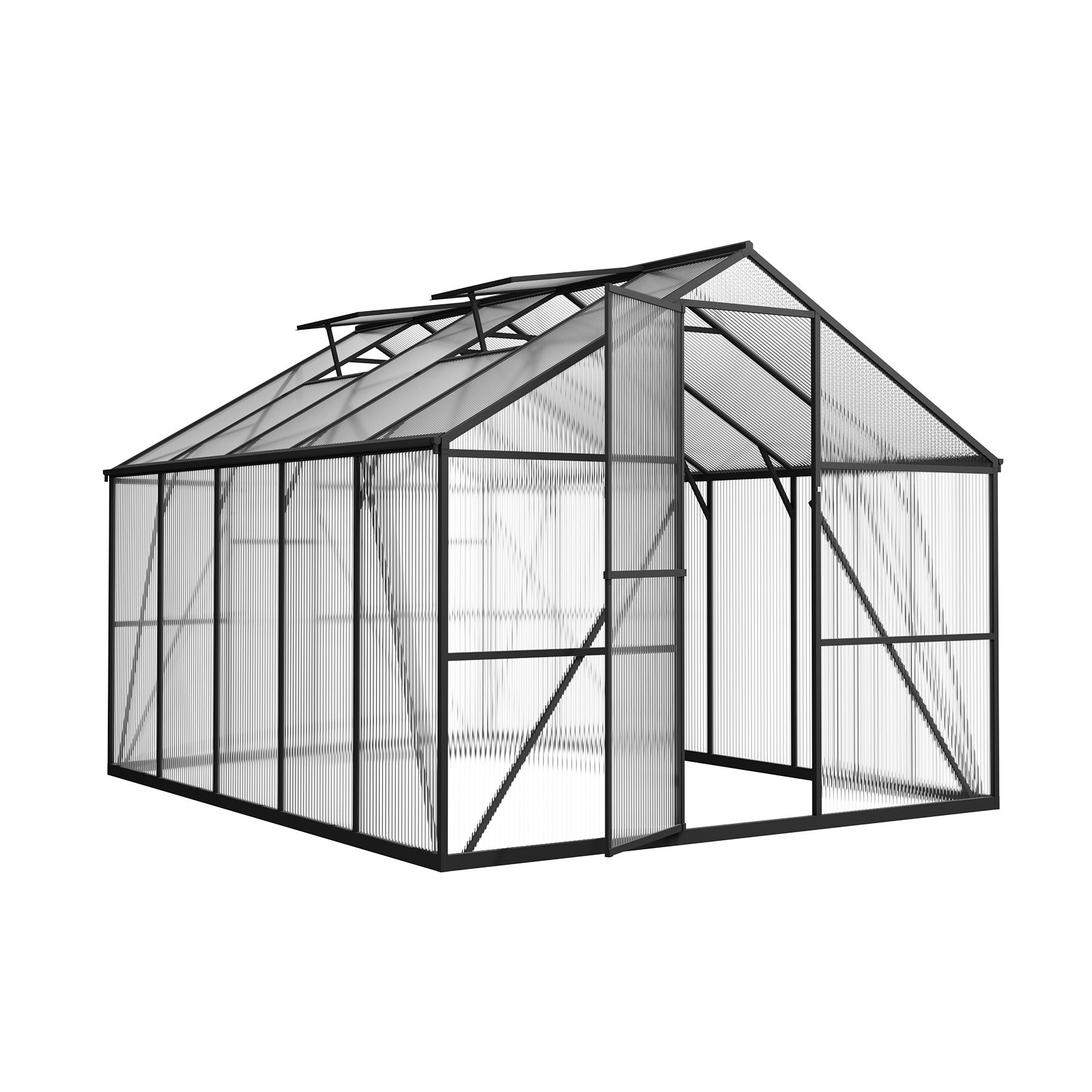 VEVOR 8 x 10 FT Polycarbonate Greenhouse, Heavy Duty Outdoor Green House with Adjustable Vents & Push-Pull Lockable Door, Quick Setup, Aluminum Frame Walk-in Greenhouse Sunroom for Outside Garden Lawn