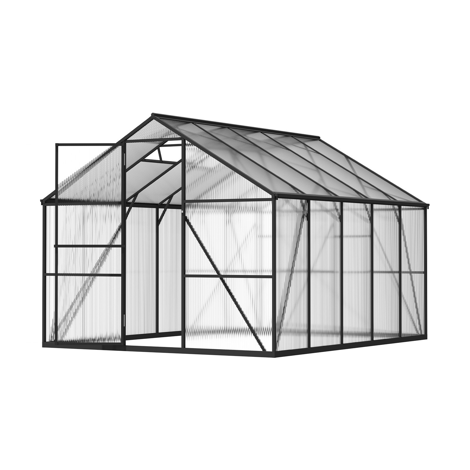 VEVOR 8 x 10 FT Polycarbonate Greenhouse, Heavy Duty Outdoor Green House with Adjustable Vents & Push-Pull Lockable Door, Quick Setup, Aluminum Frame Walk-in Greenhouse Sunroom for Outside Garden Lawn