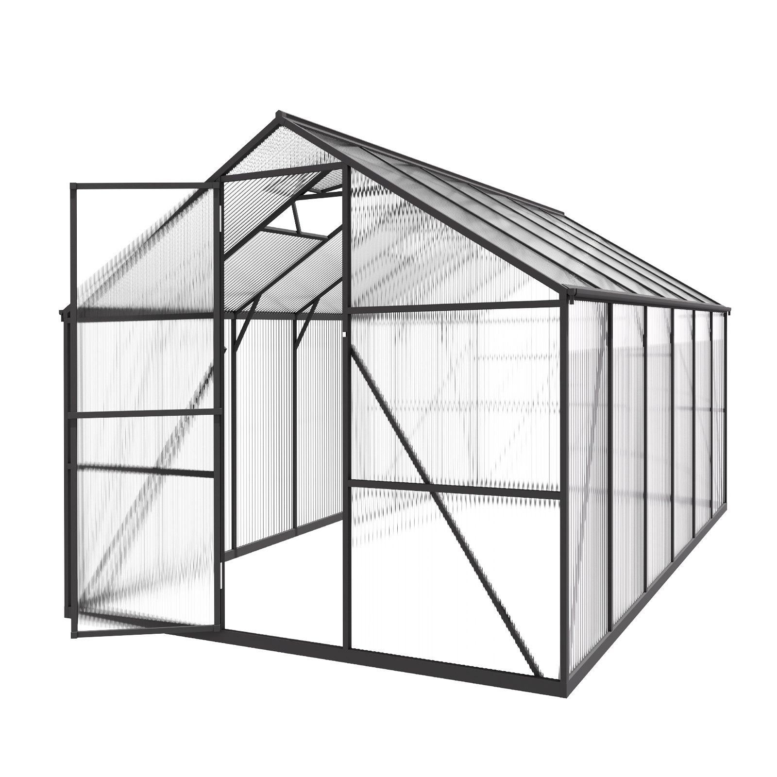 VEVOR 8 x 12 FT Polycarbonate Greenhouse, Heavy Duty Outdoor Green House with Adjustable Vent & Push-Pull Lockable Door, Quick Setup, Aluminum Frame Walk-in Greenhouse Sunroom for Outside Garden Lawn
