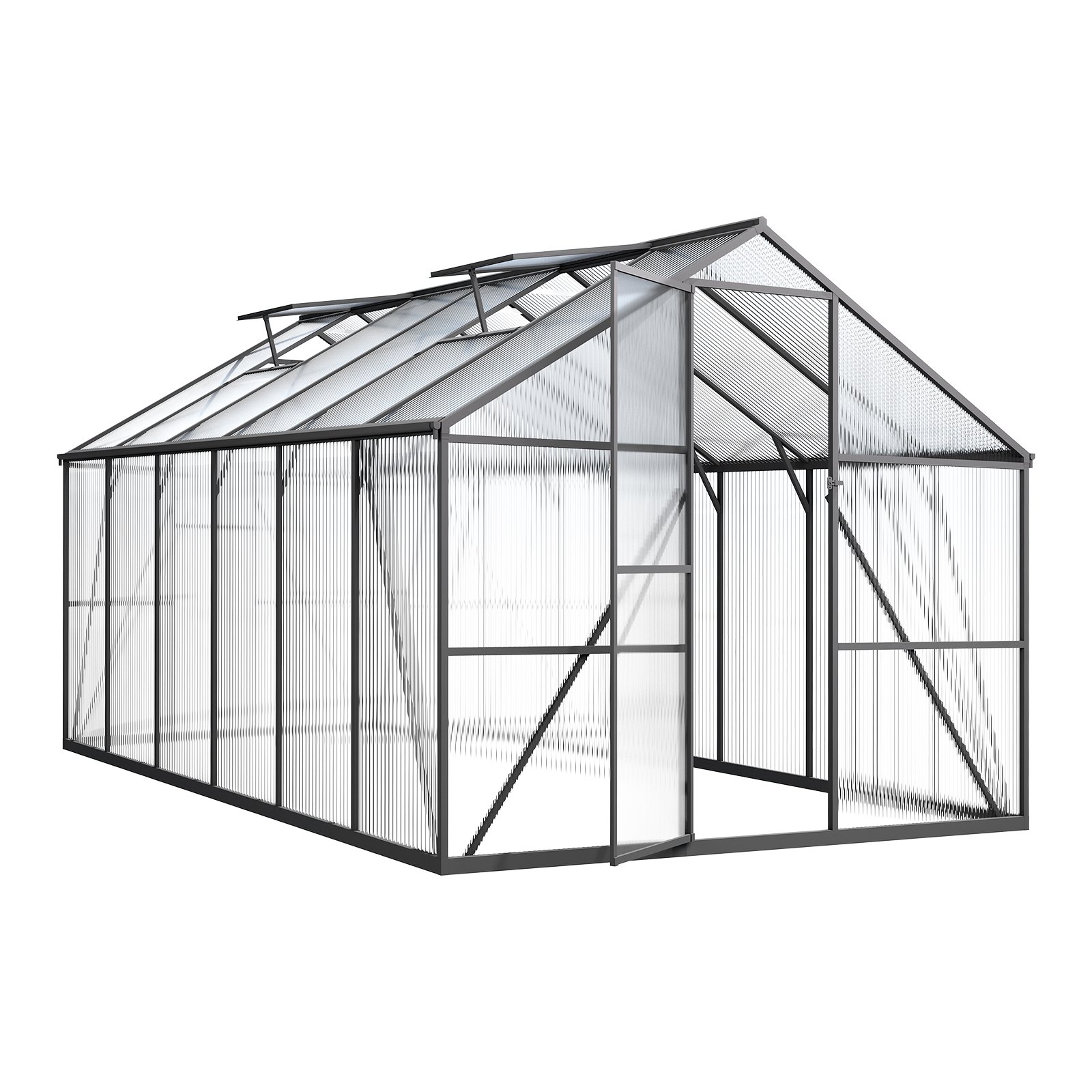 VEVOR 8 x 12 FT Polycarbonate Greenhouse, Heavy Duty Outdoor Green House with Adjustable Vent & Push-Pull Lockable Door, Quick Setup, Aluminum Frame Walk-in Greenhouse Sunroom for Outside Garden Lawn