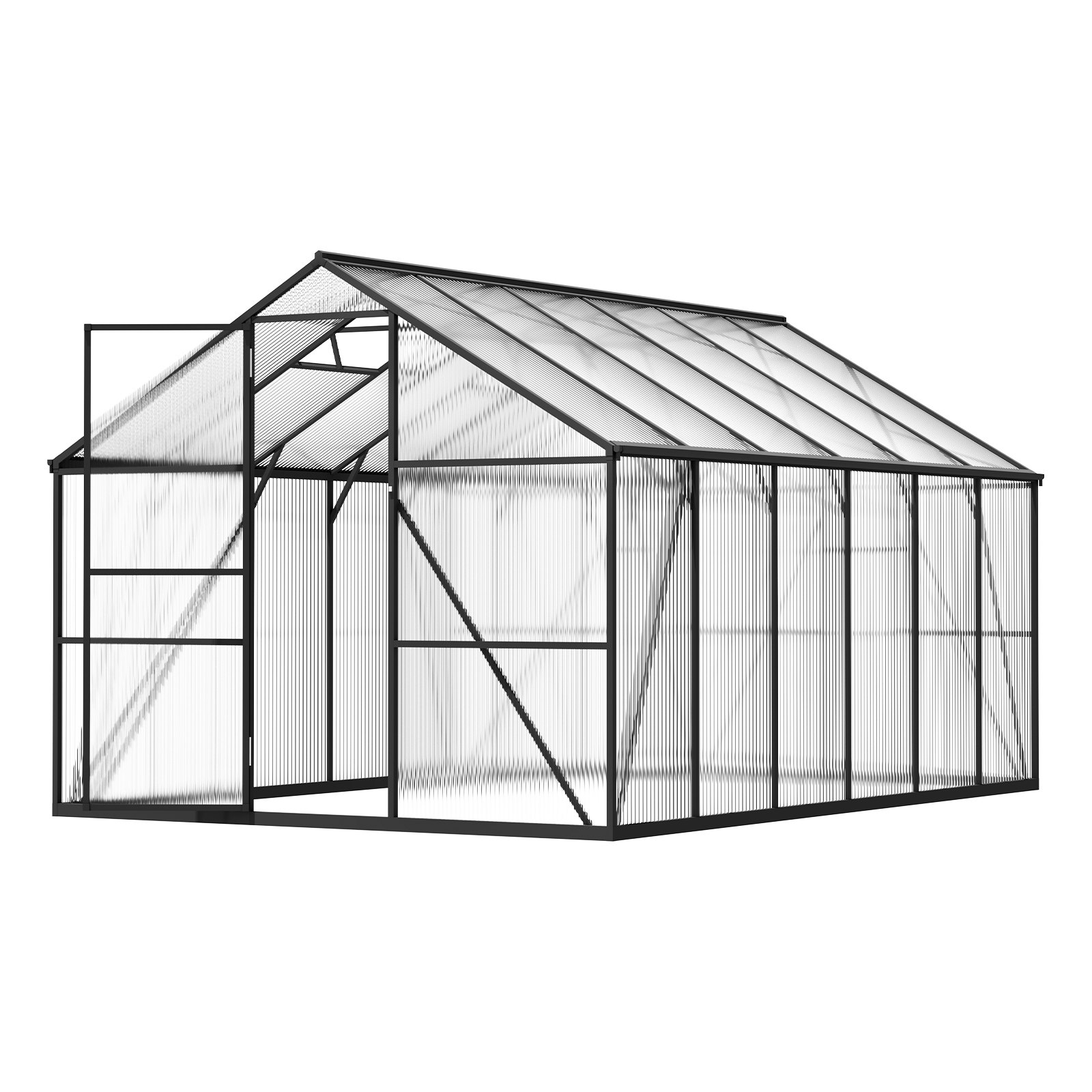 VEVOR 8 x 12 FT Polycarbonate Greenhouse, Heavy Duty Outdoor Green House with Adjustable Vent & Push-Pull Lockable Door, Quick Setup, Aluminum Frame Walk-in Greenhouse Sunroom for Outside Garden Lawn