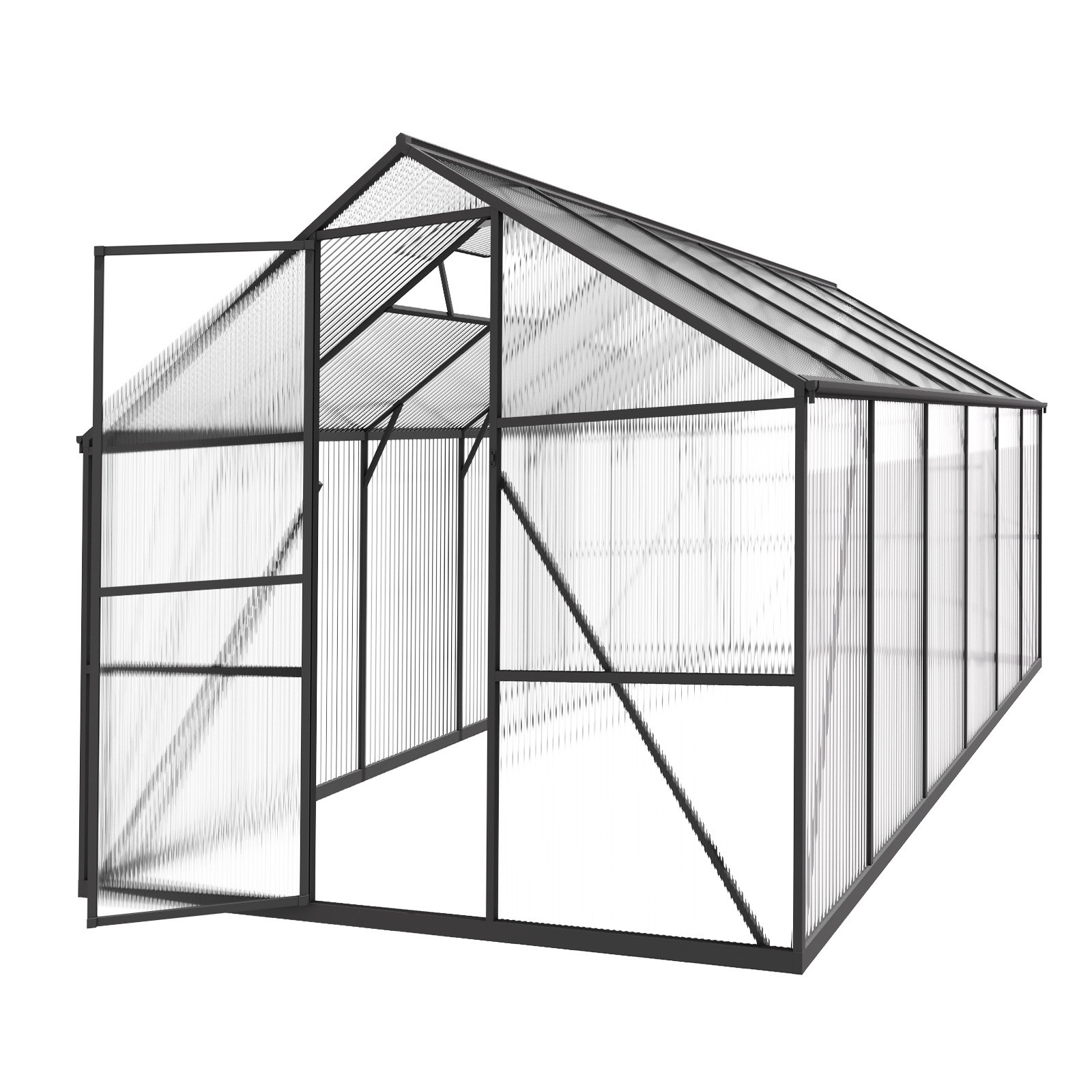 VEVOR 8 x 14 FT Polycarbonate Greenhouse, Heavy Duty Outdoor Green House with Adjustable Vent & Push-Pull Lockable Door, Quick Setup, Aluminum Frame Walk-in Greenhouse Sunroom for Outside Garden Lawn