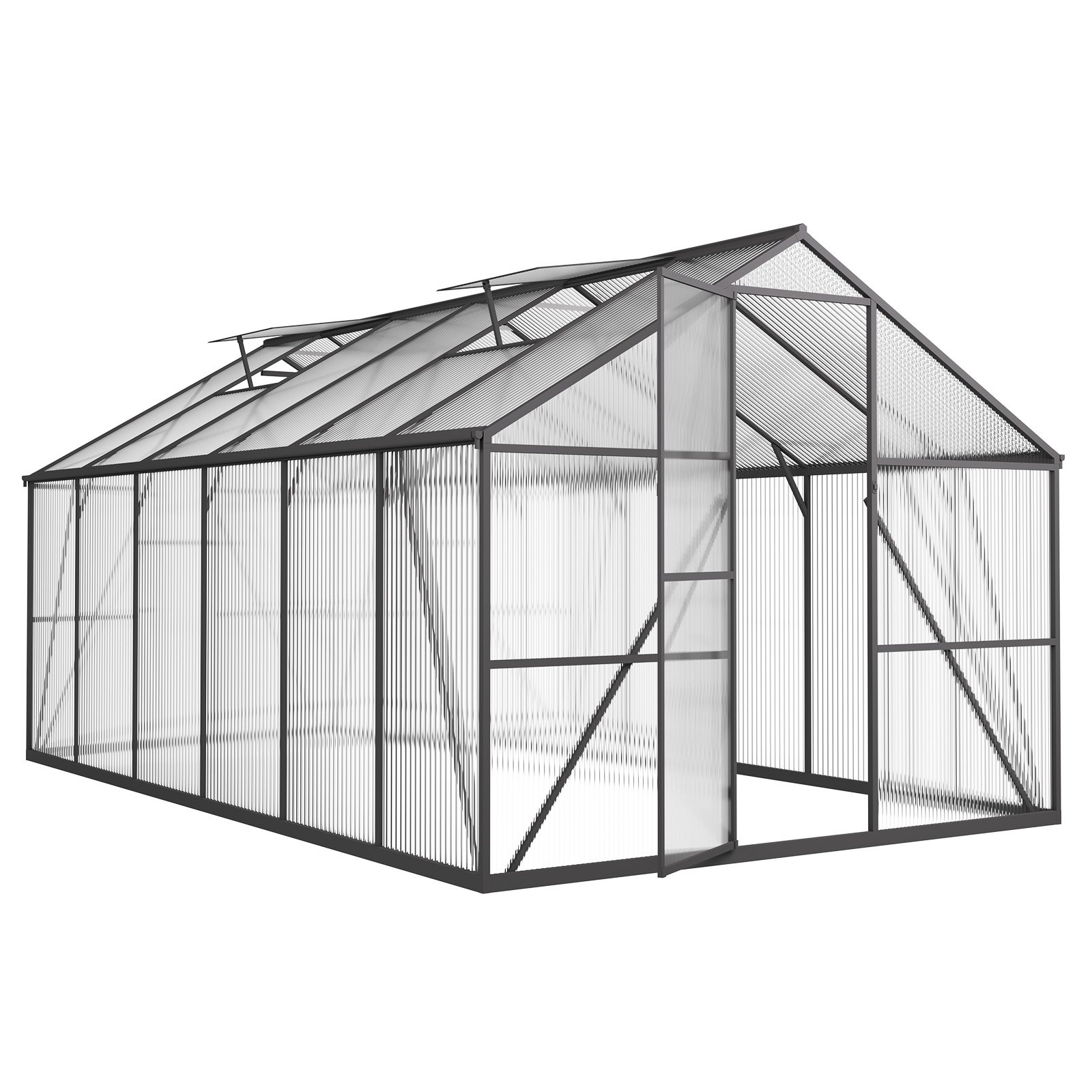 VEVOR 8 x 14 FT Polycarbonate Greenhouse, Heavy Duty Outdoor Green House with Adjustable Vent & Push-Pull Lockable Door, Quick Setup, Aluminum Frame Walk-in Greenhouse Sunroom for Outside Garden Lawn