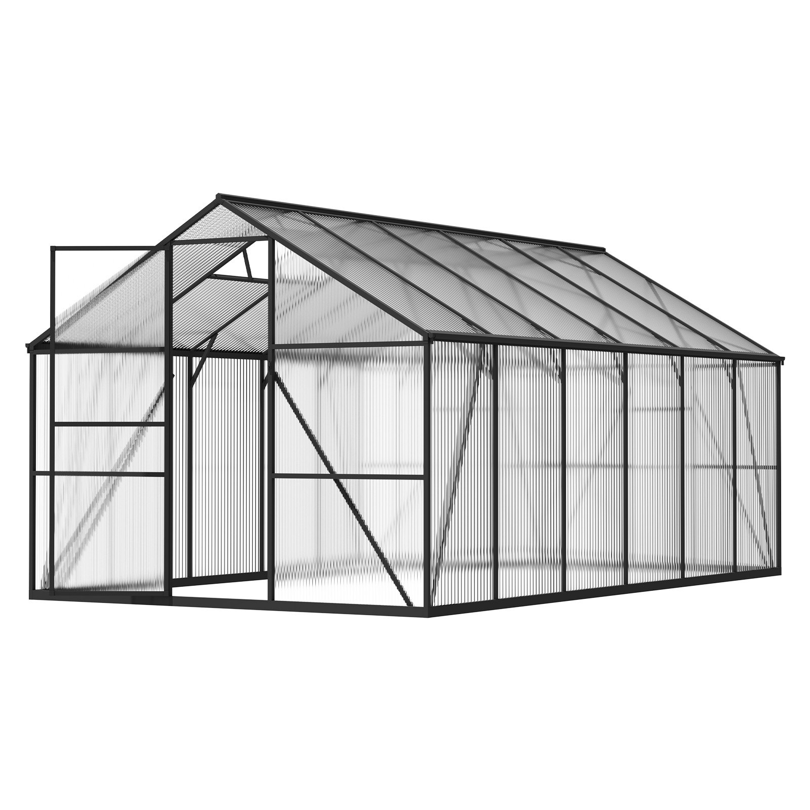VEVOR 8 x 14 FT Polycarbonate Greenhouse, Heavy Duty Outdoor Green House with Adjustable Vent & Push-Pull Lockable Door, Quick Setup, Aluminum Frame Walk-in Greenhouse Sunroom for Outside Garden Lawn