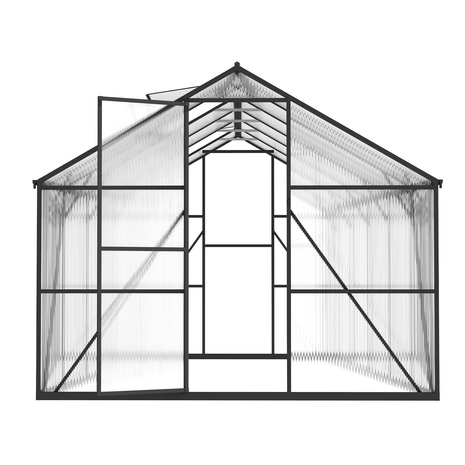VEVOR 8 x 14 FT Polycarbonate Greenhouse, Heavy Duty Outdoor Green House with Adjustable Vent & Push-Pull Lockable Door, Quick Setup, Aluminum Frame Walk-in Greenhouse Sunroom for Outside Garden Lawn