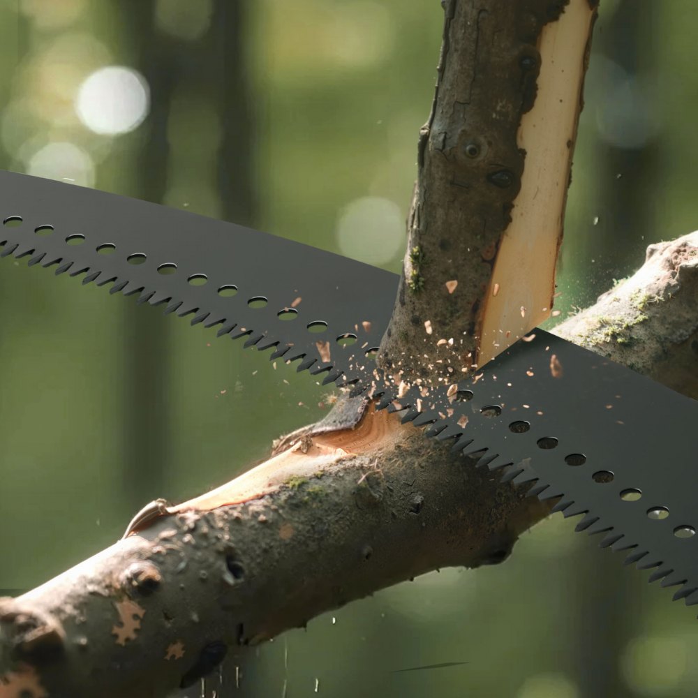 VEVOR Manual Pole Saw, 4.46-26.4 ft Extendable Tree Pruner, Sharp 65Mn Steel Blade, Lightweight Fiberglass Handle Pole, Two Double-Hook Saws for High Branch Trimming, Pruning Tool for Palms, Shrubs