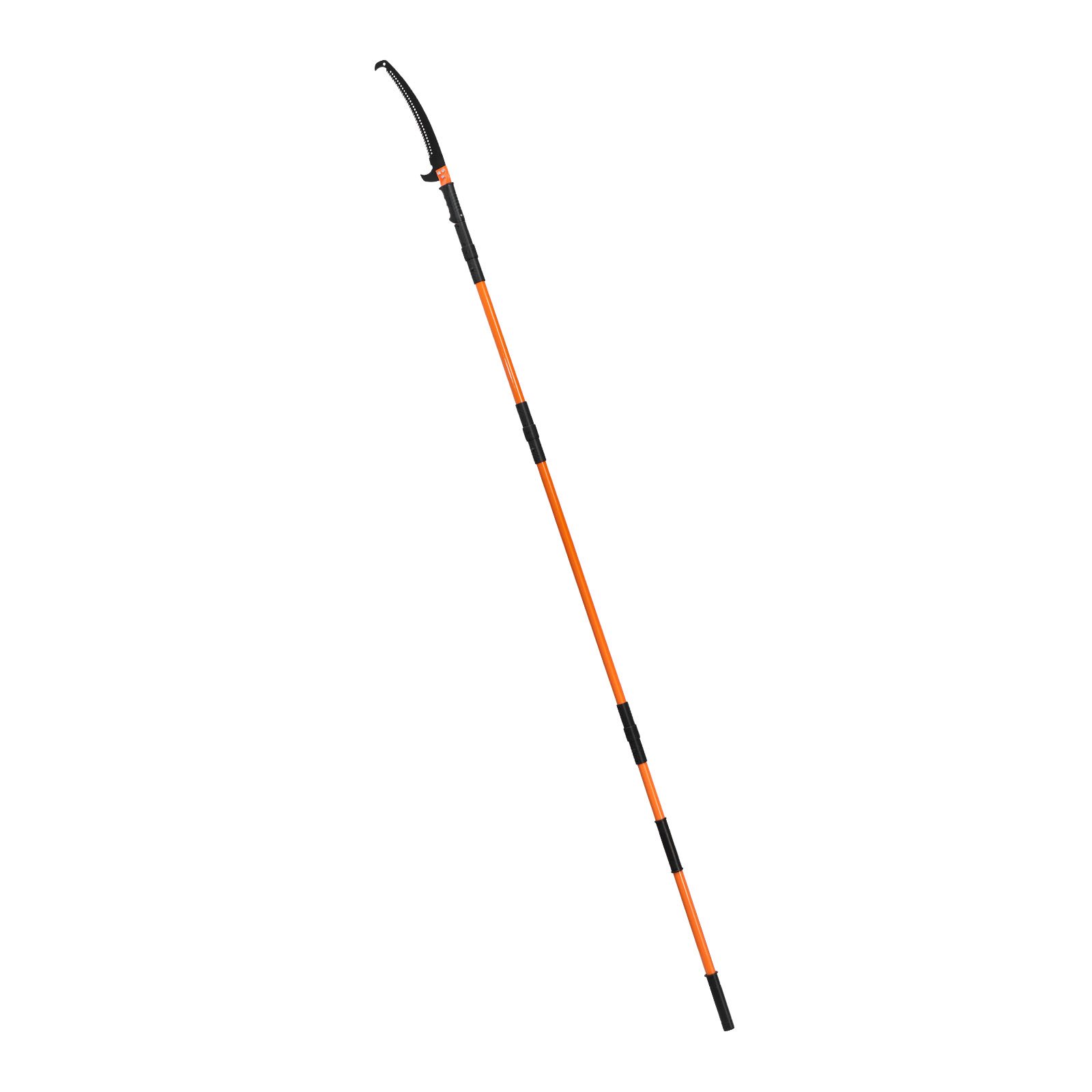 VEVOR Manual Pole Saw, 4.46-26.4 ft Extendable Tree Pruner, Sharp 65Mn Steel Blade, Lightweight Fiberglass Handle Pole, Two Double-Hook Saws for High Branch Trimming, Pruning Tool for Palms, Shrubs