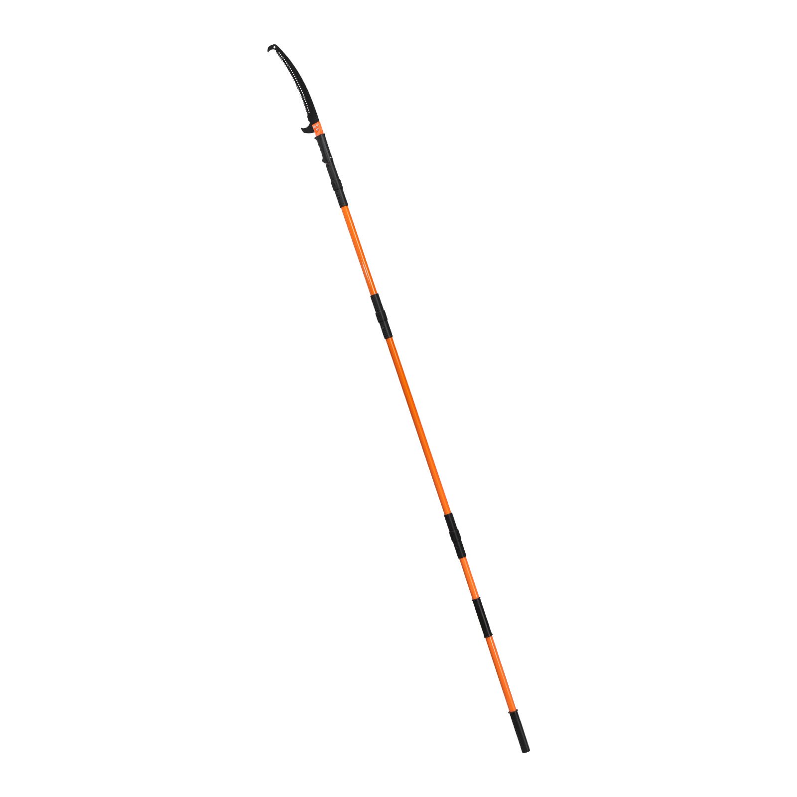 VEVOR Manual Pole Saw, 4.46-26.4 ft Extendable Tree Pruner, Sharp 65Mn Steel Blade, Lightweight Fiberglass Handle Pole, Two Double-Hook Saws for High Branch Trimming, Pruning Tool for Palms, Shrubs