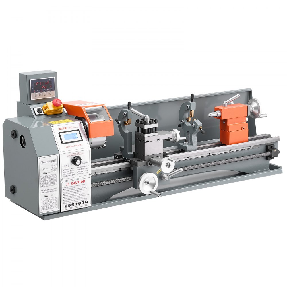 VEVOR Metal Lathe 10" x 30" 1100W Benchtop Lathe Machine with 2-Axis DRO, for Metalworking Turning, Linear Scale & Digital Readout, Reversible Direction, Variable Speed 3000 RPM Max, with Metal Gears
