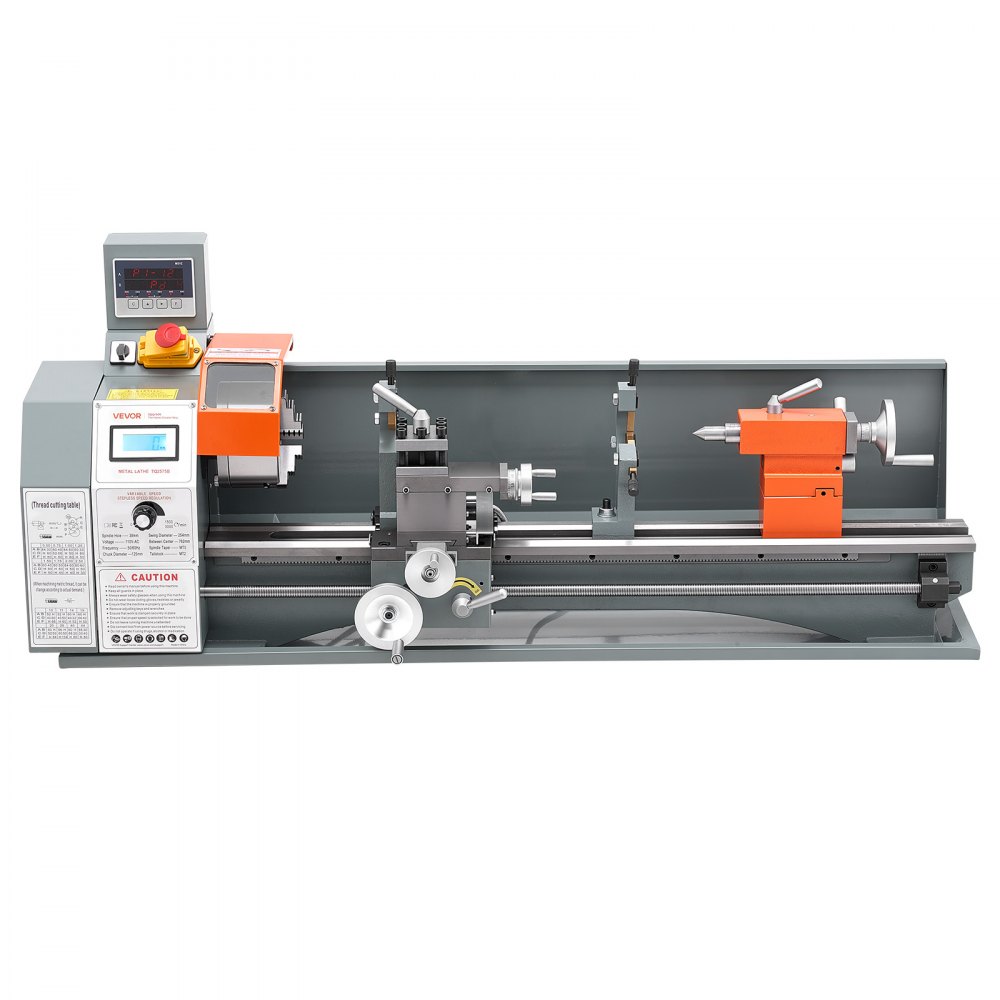 VEVOR Metal Lathe 10" x 30" 1100W Benchtop Lathe Machine with 2-Axis DRO, for Metalworking Turning, Linear Scale & Digital Readout, Reversible Direction, Variable Speed 3000 RPM Max, with Metal Gears