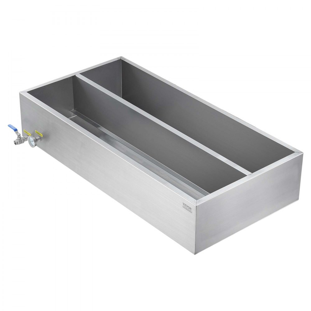 VEVOR Maple Syrup Evaporator Pan, 47 Gallon, 683 Cups of 8.8oz Maple Syrup, Flat Evaporator Pan with Thermometer, 1 Valve and 3 Heating Methods, Stainless Steel Maple Syrup Pan for Home, Outdoor