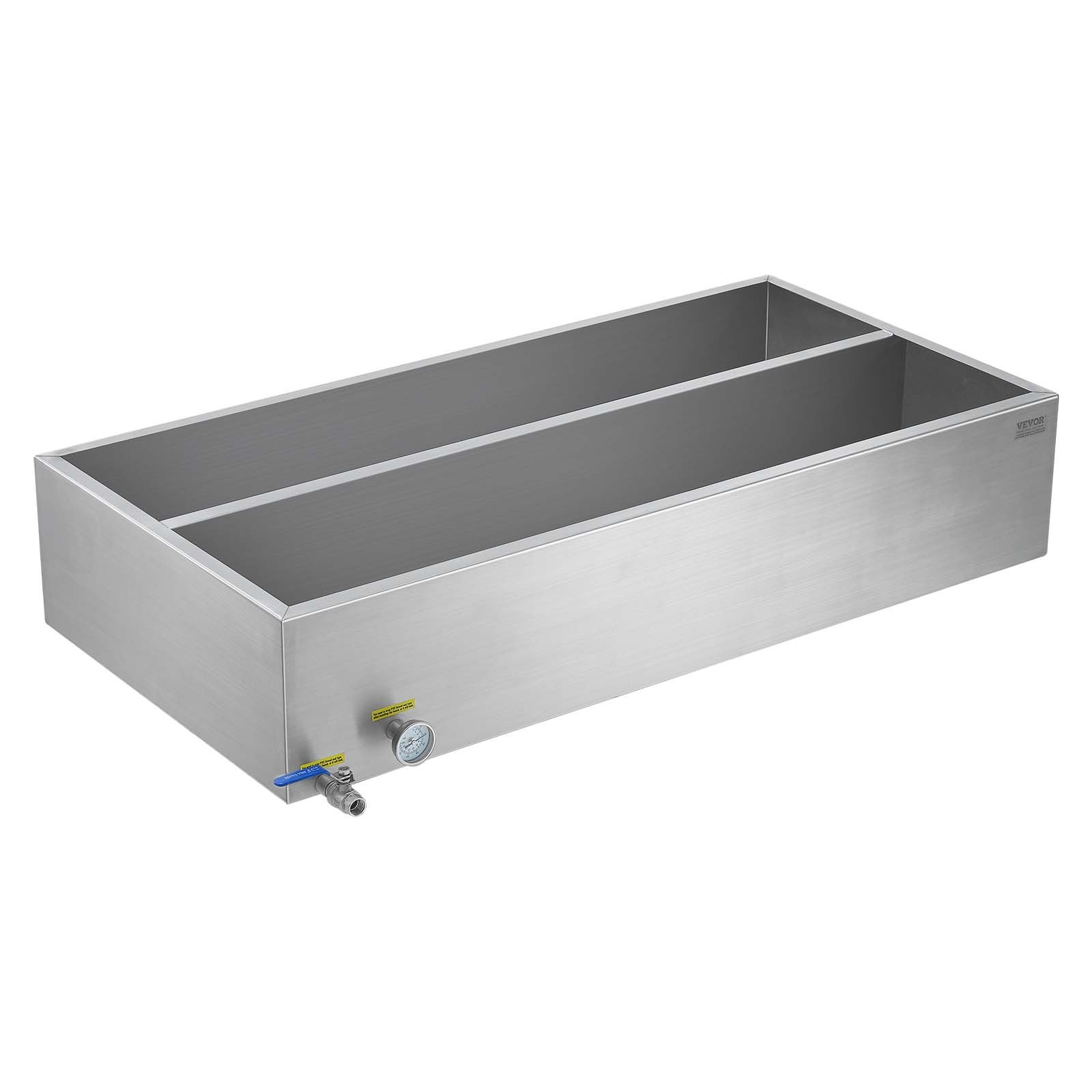VEVOR Maple Syrup Evaporator Pan, 47 Gallon, 683 Cups of 8.8oz Maple Syrup, Flat Evaporator Pan with Thermometer, 1 Valve and 3 Heating Methods, Stainless Steel Maple Syrup Pan for Home, Outdoor