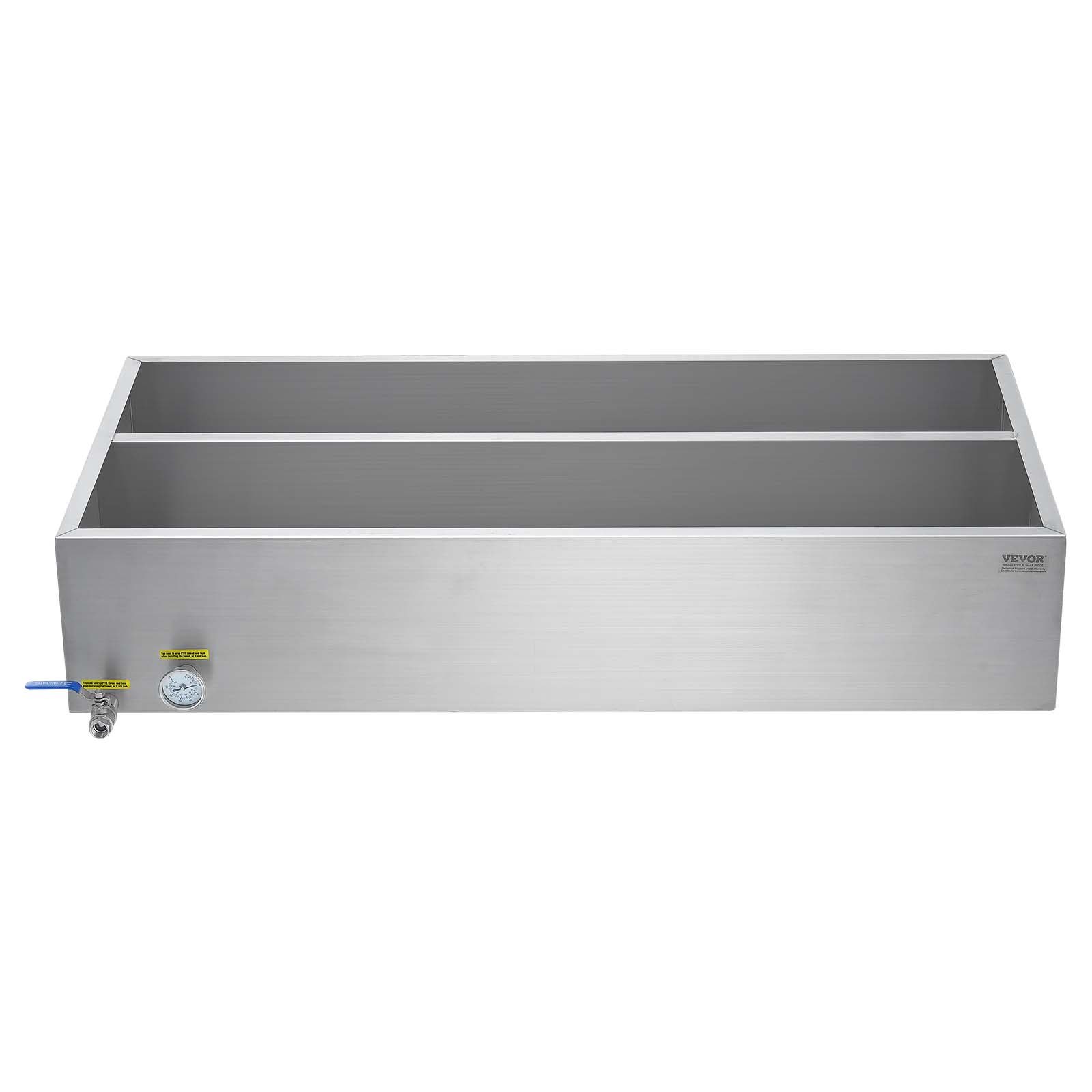 VEVOR Maple Syrup Evaporator Pan, 47 Gallon, 683 Cups of 8.8oz Maple Syrup, Flat Evaporator Pan with Thermometer, 1 Valve and 3 Heating Methods, Stainless Steel Maple Syrup Pan for Home, Outdoor