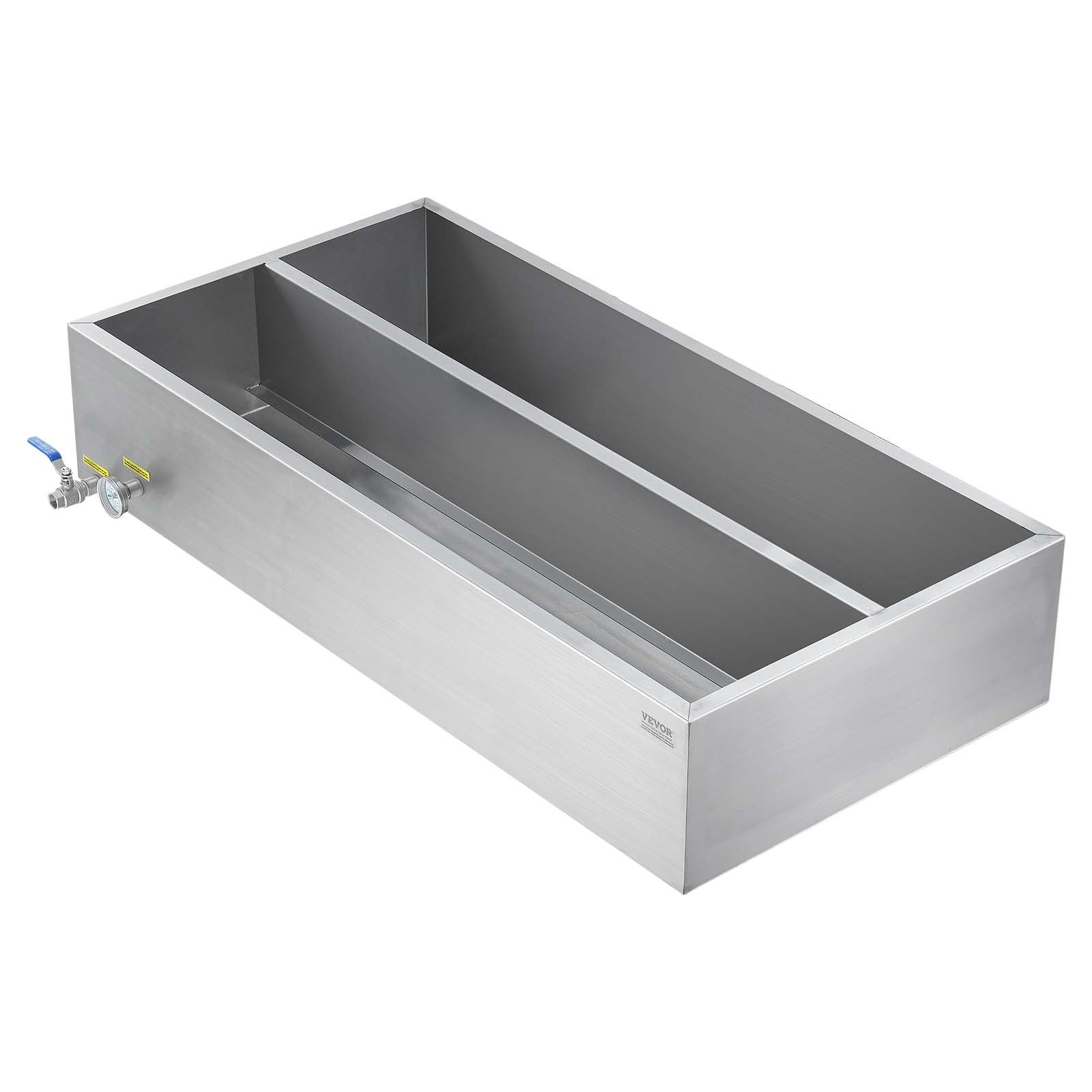 VEVOR Maple Syrup Evaporator Pan, 47 Gallon, 683 Cups of 8.8oz Maple Syrup, Flat Evaporator Pan with Thermometer, 1 Valve and 3 Heating Methods, Stainless Steel Maple Syrup Pan for Home, Outdoor