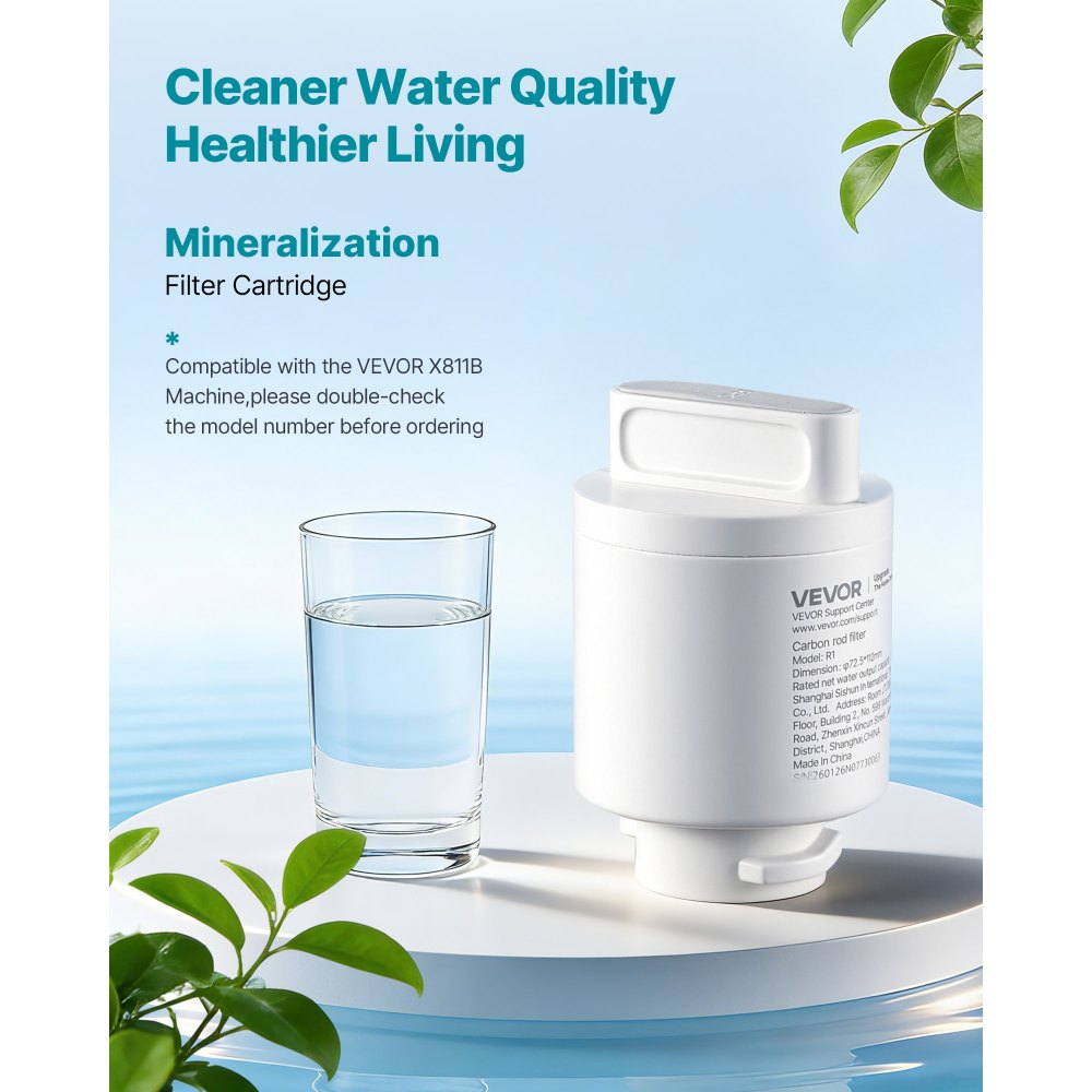 VEVOR Mineralization Filter Replacement – Remineralization Alkaline Water Filter for Reverse Osmosis System, Balances pH & Restores Minerals, Compatible with X811B Ice Maker Water Dispenser