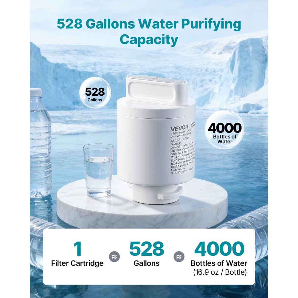 VEVOR Mineralization Filter Replacement – Remineralization Alkaline Water Filter for Reverse Osmosis System, Balances pH & Restores Minerals, Compatible with X811B Ice Maker Water Dispenser