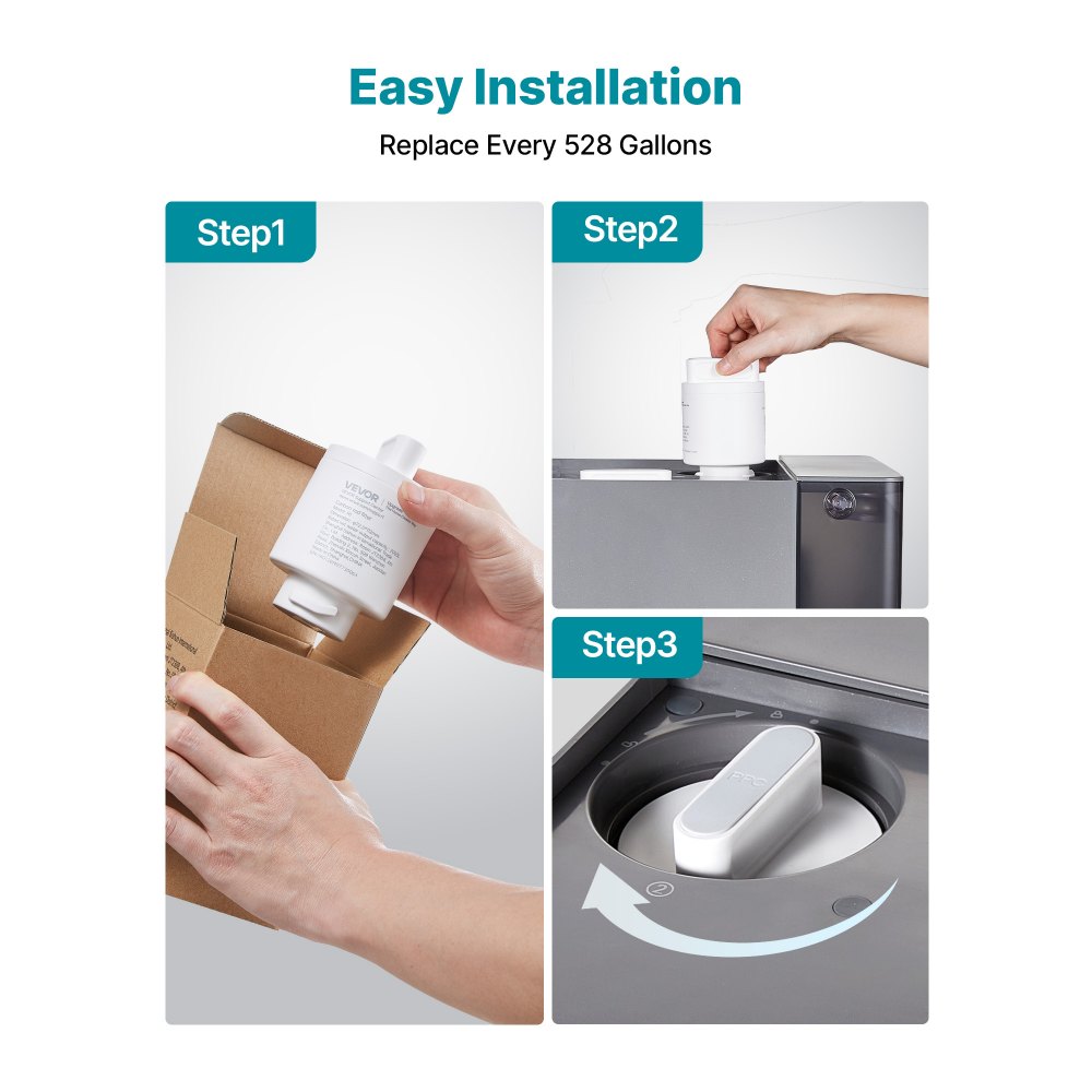 VEVOR Mineralization Filter Replacement – Remineralization Alkaline Water Filter for Reverse Osmosis System, Balances pH & Restores Minerals, Compatible with X811B Ice Maker Water Dispenser