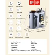 VEVOR Automatic Home Beer Brewer, 3.43 Gal All-in-One Home Brew Machine, 1500W Power Electric Beer Maker Machine with Mash Boil Device, 304 Stainless Steel Inner Tank, Auto Temp & Pressure Control