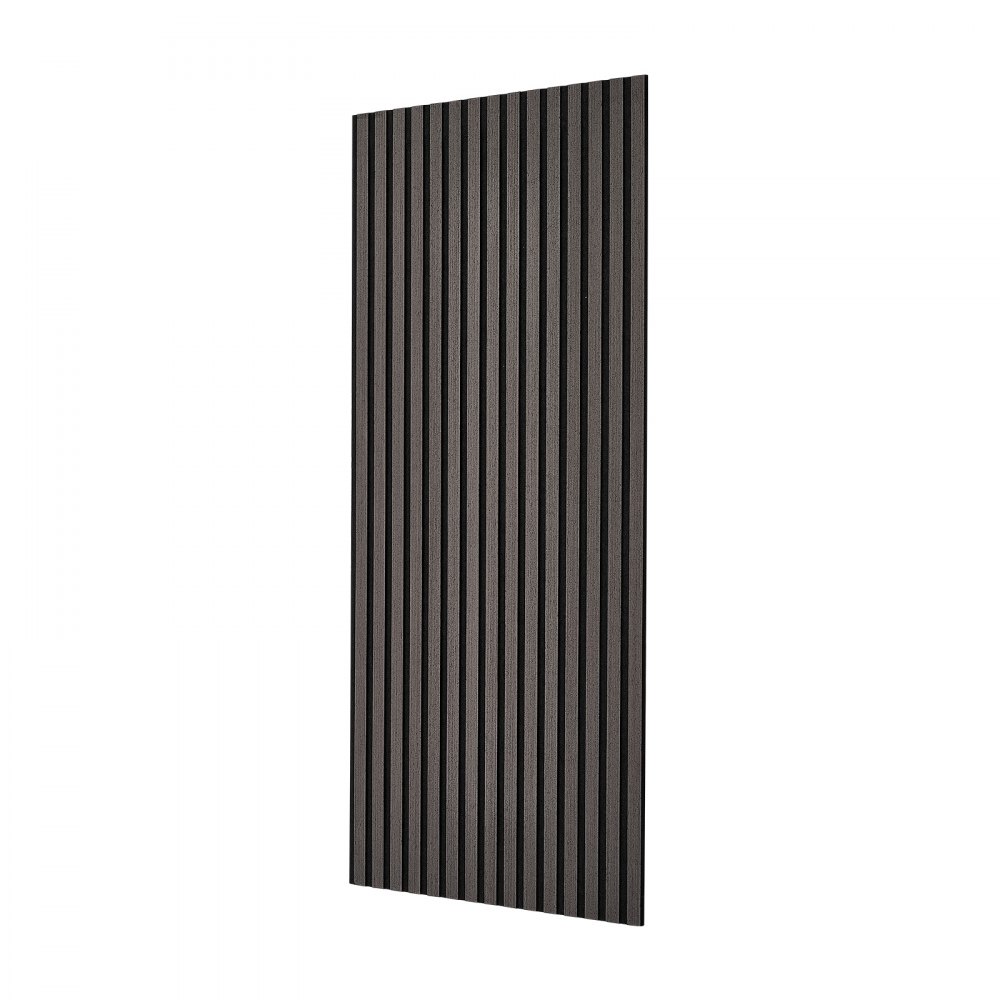 VEVOR Wood Wall Panels, 1200 x 600 mm, Acoustic Slat Panels, Black Gray, Sound Absorbing for Living Rooms, Bedrooms, Offices, and Studios, Interior Wall Decor, PET Construction, Screw Kit, 8-Pack