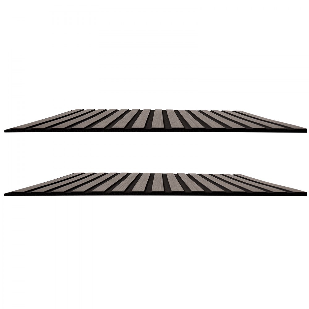 VEVOR Wood Wall Panels, 1200 x 600 mm, Acoustic Slat Panels, Black Gray, Sound Absorbing for Living Rooms, Bedrooms, Offices, and Studios, Interior Wall Decor, PET Construction, Screw Kit, 8-Pack