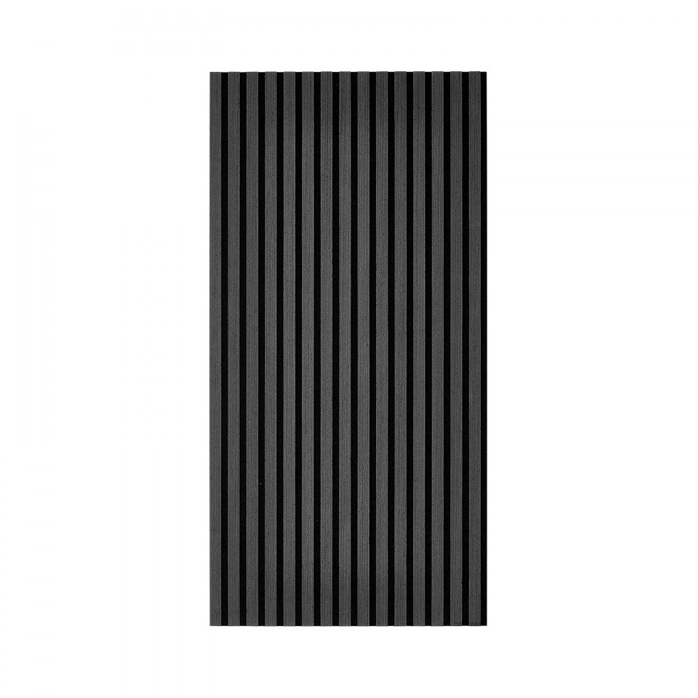 VEVOR Wood Wall Panels, 1200 x 600 mm, Acoustic Slat Panels, Black Gray, Sound Absorbing for Living Rooms, Bedrooms, Offices, and Studios, Interior Wall Decor, PET Construction, Screw Kit, 8-Pack