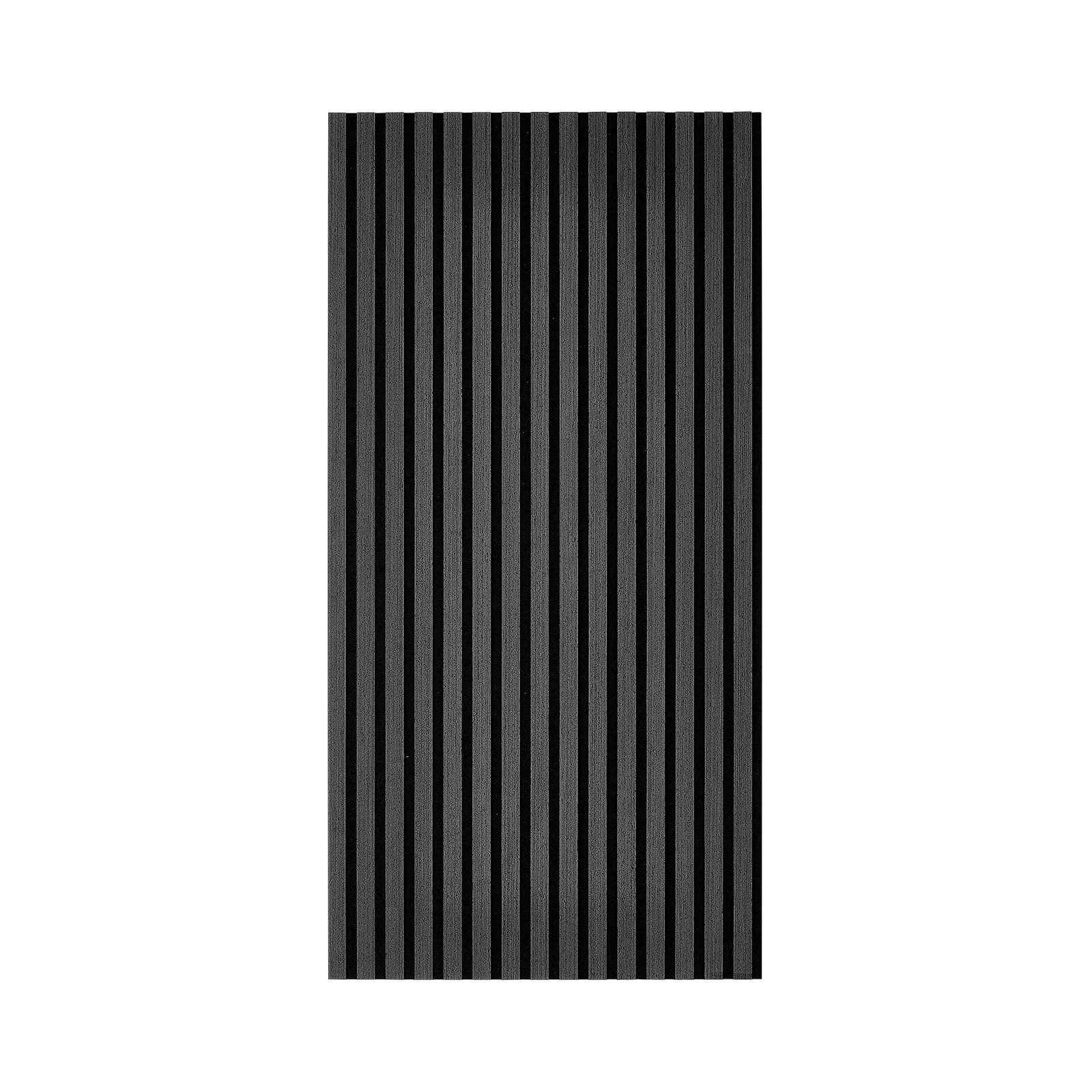 VEVOR Wood Wall Panels, 1200 x 600 mm, Acoustic Slat Panels, Black Gray, Sound Absorbing for Living Rooms, Bedrooms, Offices, and Studios, Interior Wall Decor, PET Construction, Screw Kit, 8-Pack