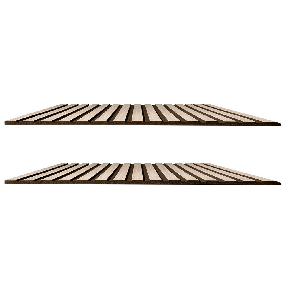 VEVOR Wood Wall Panels, 1200 x 600 mm, Walnut Acoustic Slat Panels, Sound Absorbing for Living Rooms, Bedrooms, Offices, and Studios, Interior Wall Decor, PET Construction, Screw Kit, 8-Pack