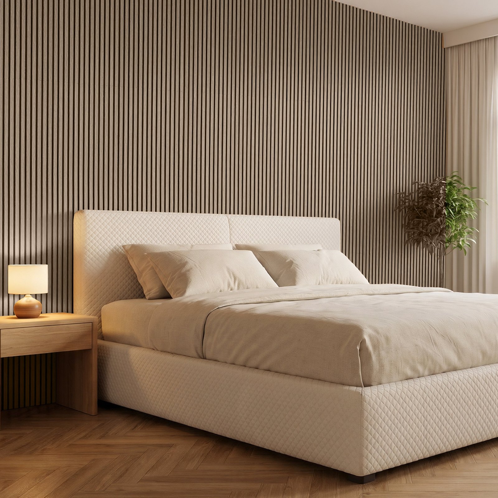 VEVOR Wood Wall Panels, 1200 x 600 mm, Walnut Acoustic Slat Panels, Sound Absorbing for Living Rooms, Bedrooms, Offices, and Studios, Interior Wall Decor, PET Construction, Screw Kit, 8-Pack