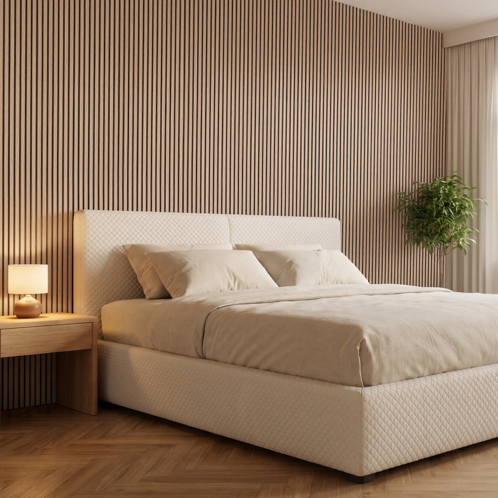 VEVOR Wood Wall Panels, 1200 x 600 mm, Oak Acoustic Slat Panels, Sound Absorbing for Living Rooms, Bedrooms, Offices, and Studios, Interior Wall Decor, PET Construction, Screw Kit, 8-Pack