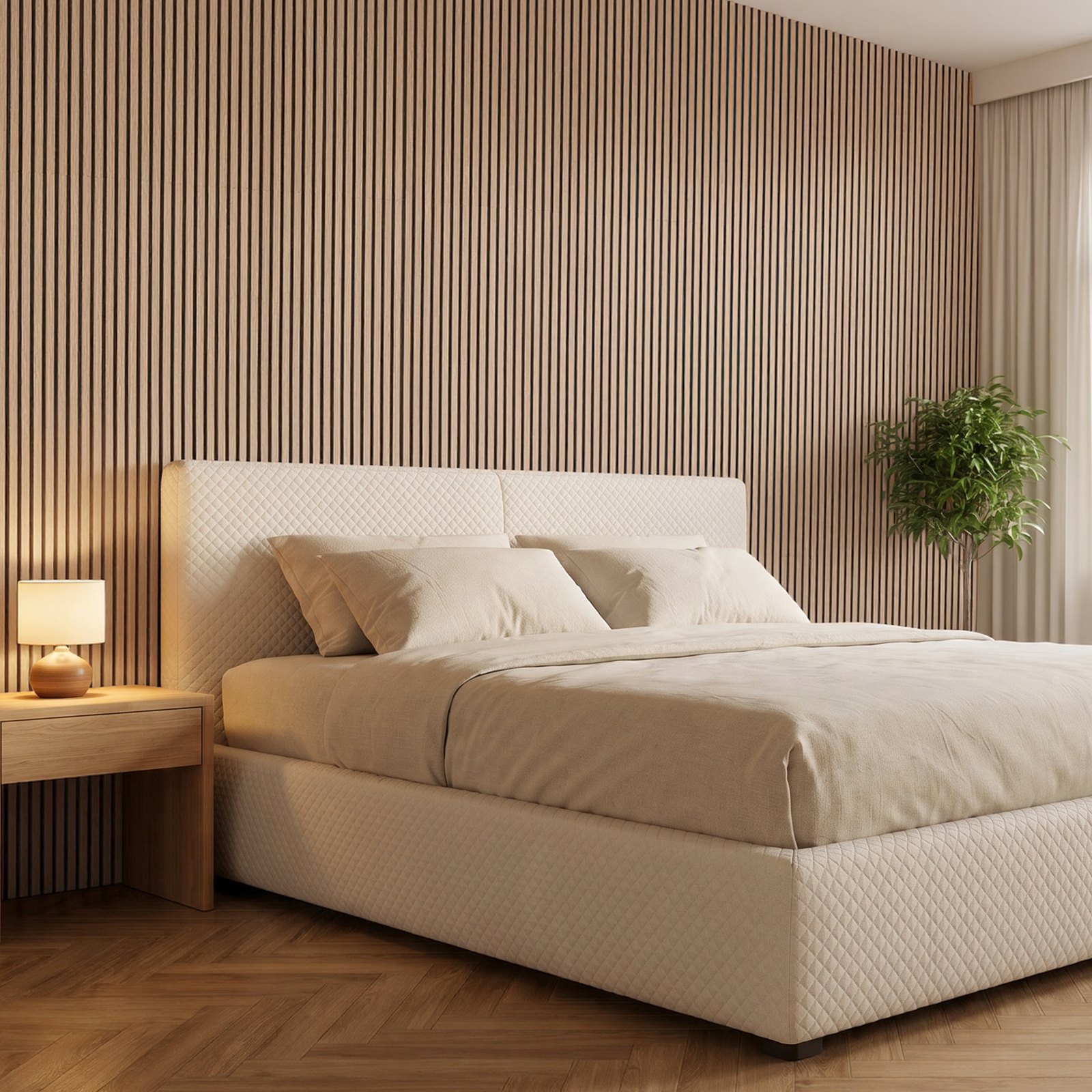 VEVOR Wood Wall Panels, 1200 x 600 mm, Oak Acoustic Slat Panels, Sound Absorbing for Living Rooms, Bedrooms, Offices, and Studios, Interior Wall Decor, PET Construction, Screw Kit, 8-Pack