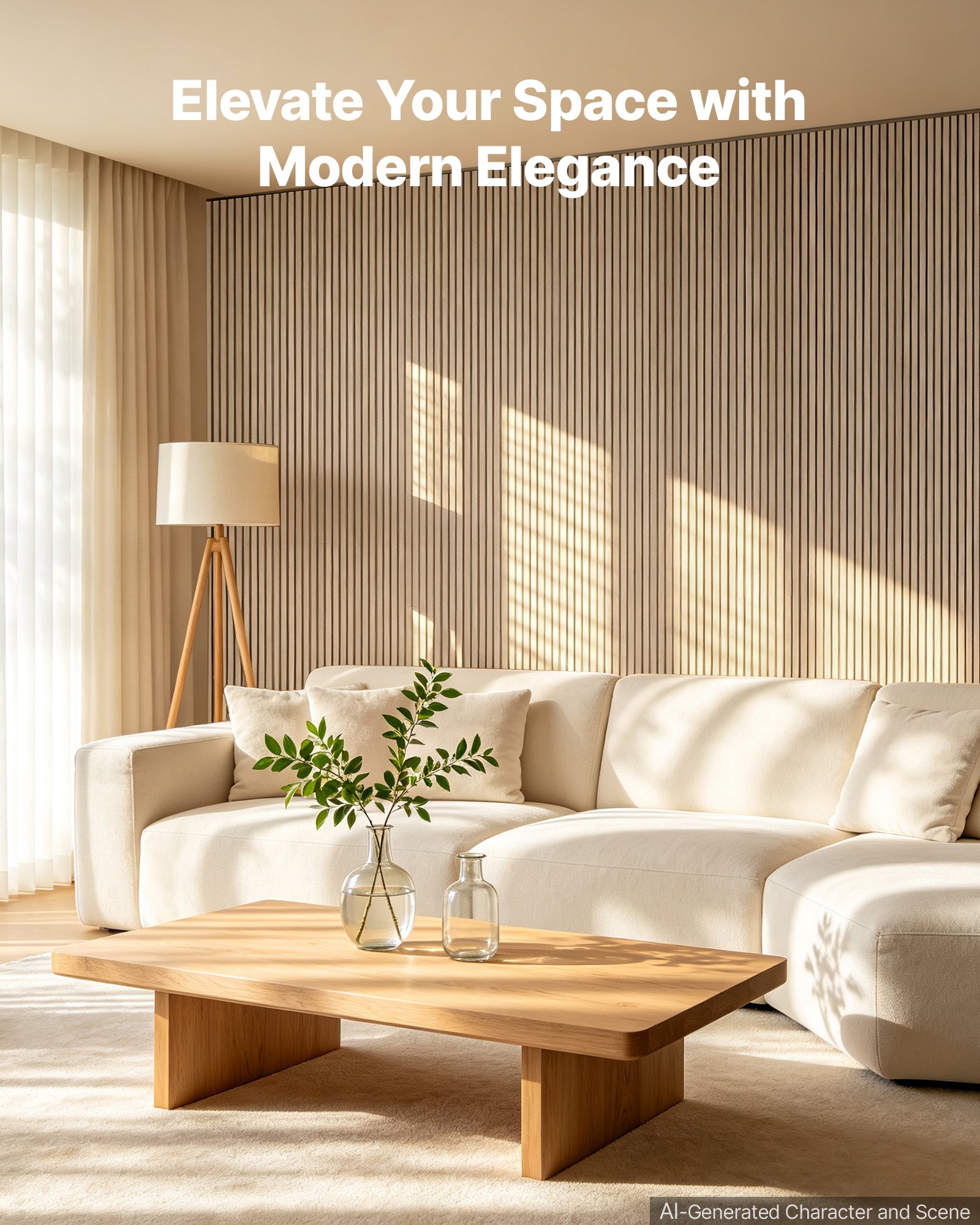 VEVOR Wood Wall Panels, 1200 x 600 mm, Acoustic Slat Panels, Oak Finish, Sound Absorbing for Living Rooms, Bedrooms, Offices, Studios, Interior Wall Decor, MDF & PET Construction, Screw Kit, 6-Pack