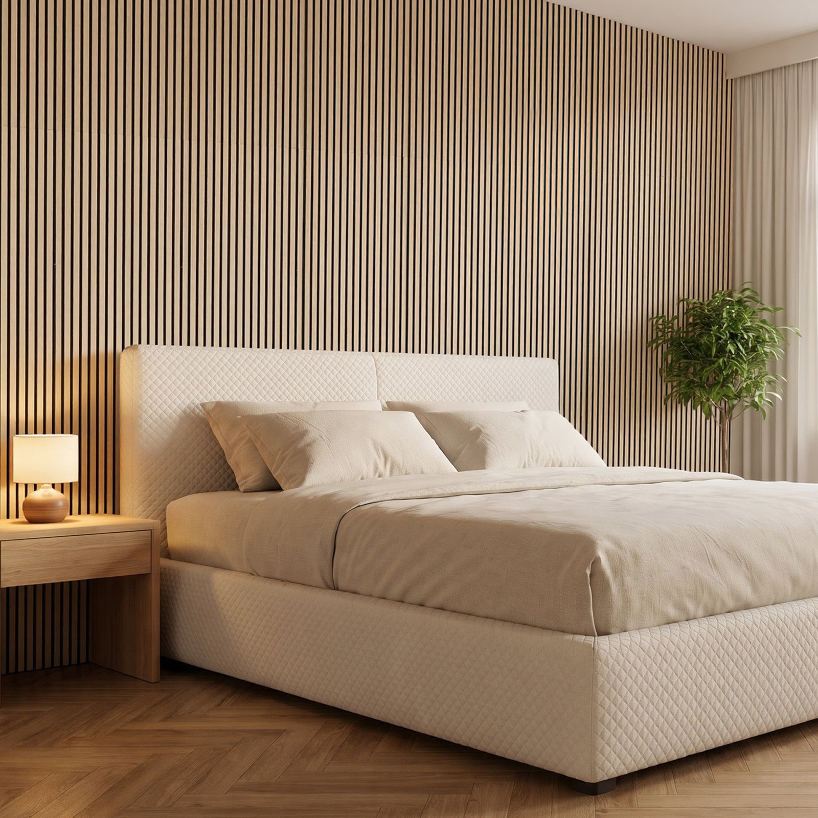 VEVOR Wood Wall Panels, 1200 x 600 mm, Acoustic Slat Panels, Oak Finish, Sound Absorbing for Living Rooms, Bedrooms, Offices, Studios, Interior Wall Decor, MDF & PET Construction, Screw Kit, 6-Pack