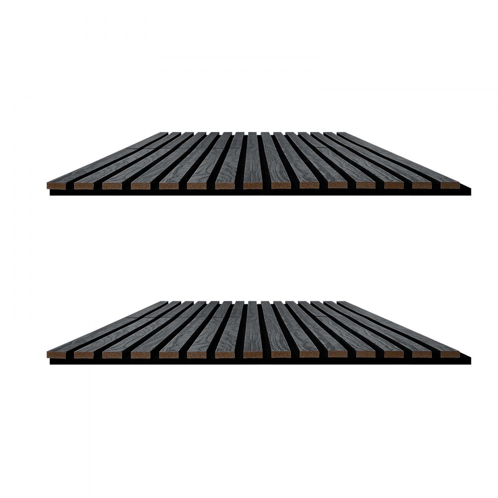 VEVOR Wood Wall Panels, 1200 x 600 mm, Acoustic Slat Panels, Black Oak, Sound Absorbing for Living Rooms, Bedrooms, Offices, Studios, Interior Wall Decor, MDF & PET Construction, Screw Kit, 6-Pack