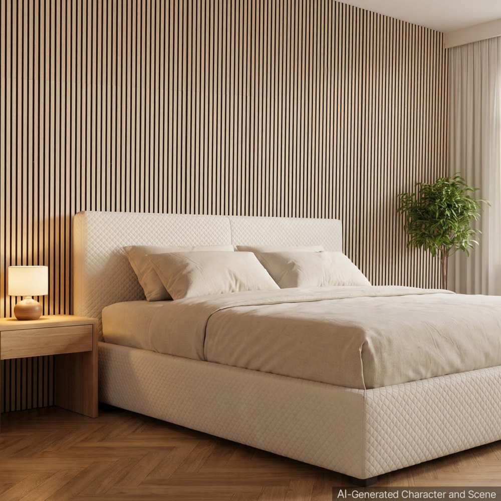 VEVOR Wood Wall Panels, 2400 x 600 mm, Acoustic Slat Panels, Oak Finish, Sound Absorbing for Living Rooms, Bedrooms, Offices, Studios, Interior Wall Decor, MDF & PET Construction, Screw Kit, 2-Pack