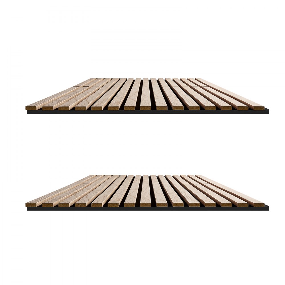 VEVOR Wood Wall Panels, 2400 x 600 mm, Acoustic Slat Panels, Oak Finish, Sound Absorbing for Living Rooms, Bedrooms, Offices, Studios, Interior Wall Decor, MDF & PET Construction, Screw Kit, 2-Pack