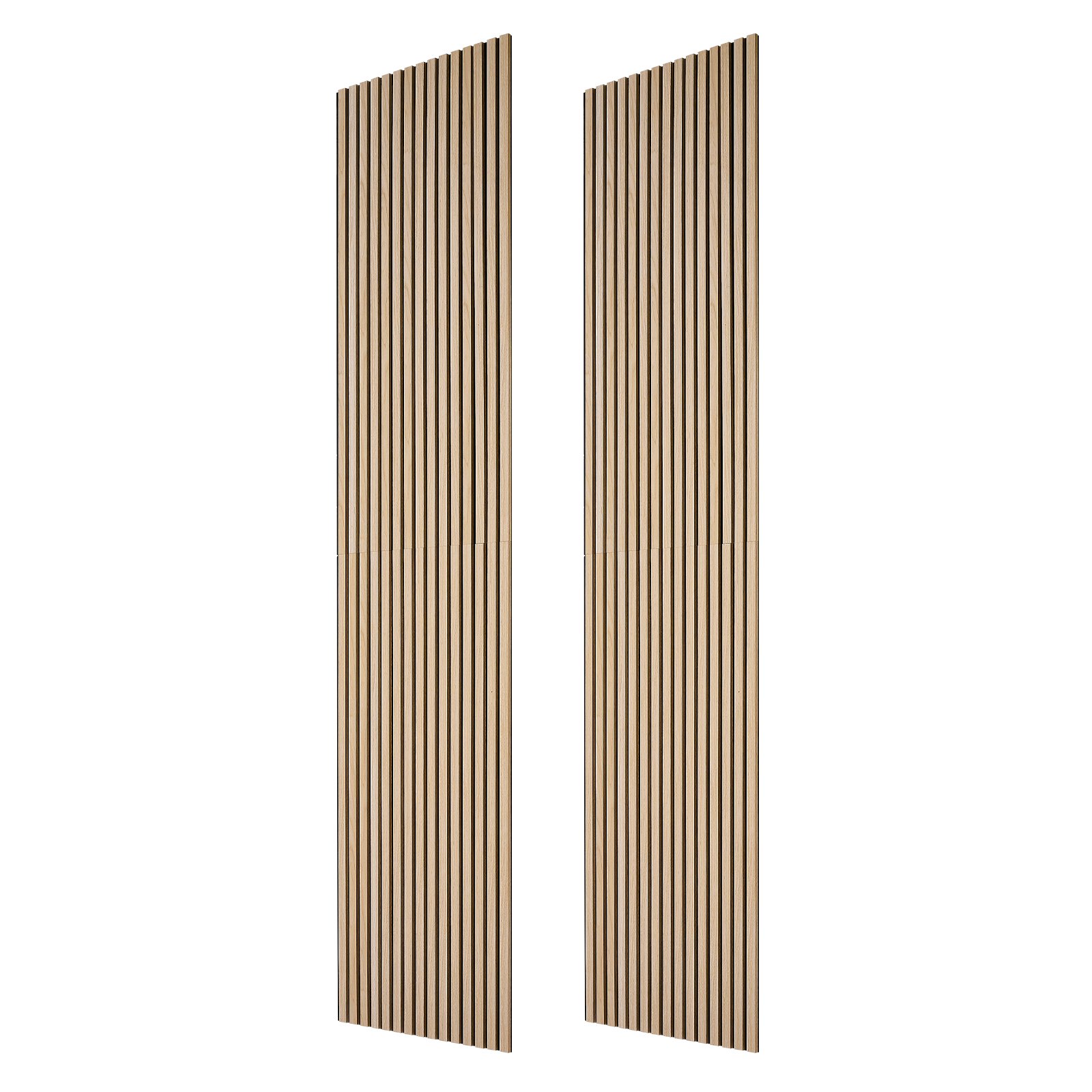 VEVOR Wood Wall Panels, 2400 x 600 mm, Acoustic Slat Panels, Oak Finish, Sound Absorbing for Living Rooms, Bedrooms, Offices, Studios, Interior Wall Decor, MDF & PET Construction, Screw Kit, 2-Pack