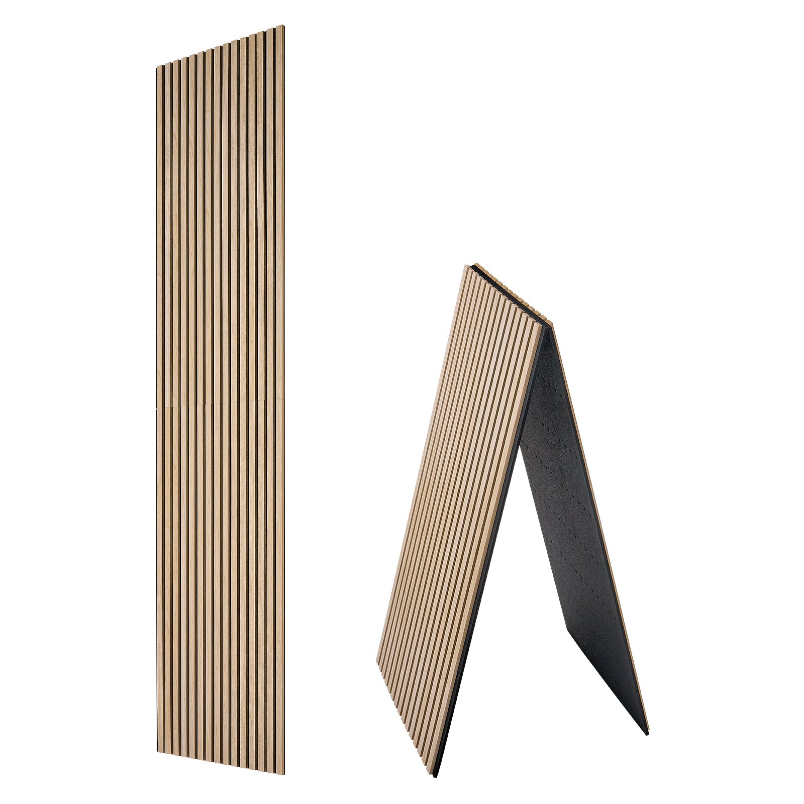 VEVOR Wood Wall Panels, 2400 x 600 mm, Acoustic Slat Panels, Oak Finish, Sound Absorbing for Living Rooms, Bedrooms, Offices, Studios, Interior Wall Decor, MDF & PET Construction, Screw Kit, 2-Pack