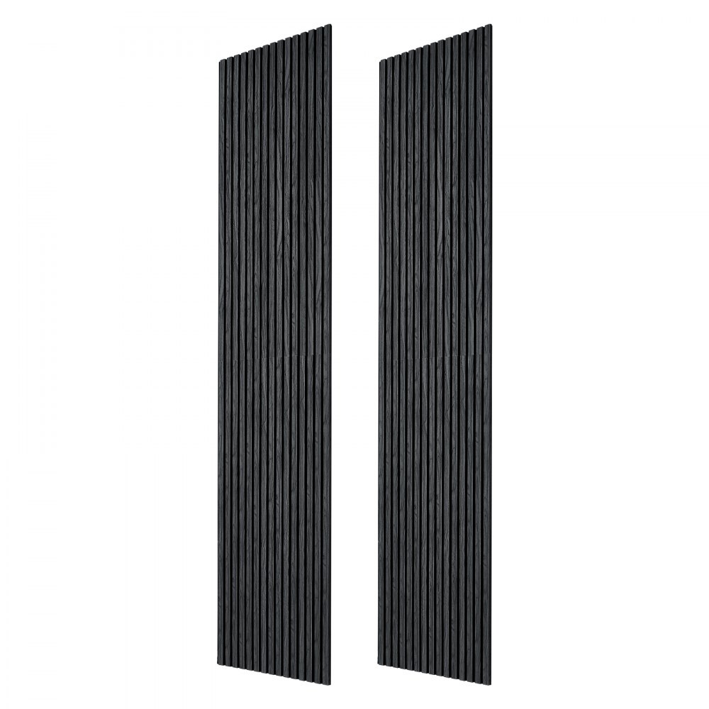 VEVOR Wood Wall Panels, 2400 x 600 mm, Acoustic Slat Panels, Black Oak, Sound Absorbing for Living Rooms, Bedrooms, Offices, Studios, Interior Wall Decor, MDF & PET Construction, Screw Kit, 2-Pack