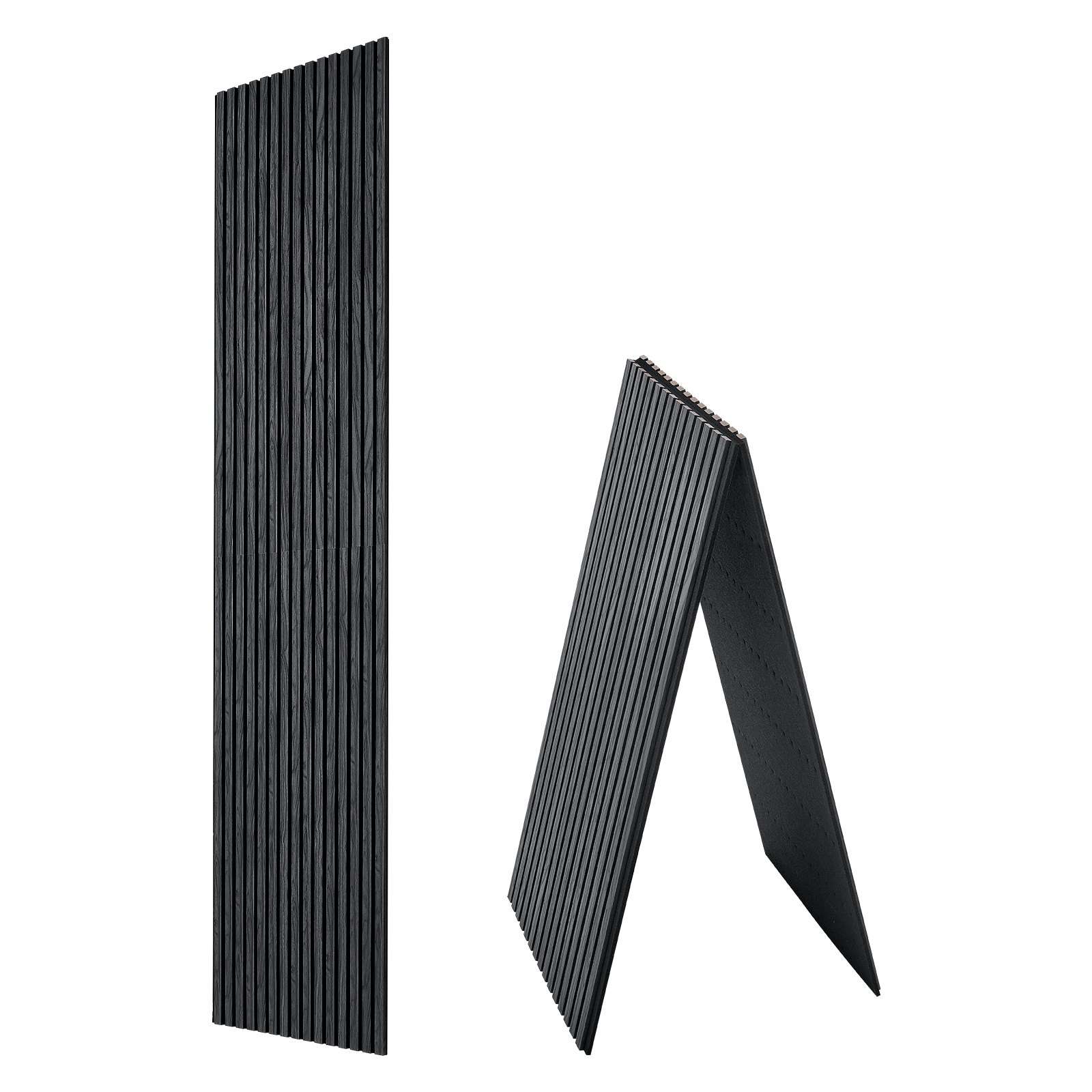 VEVOR Wood Wall Panels, 2400 x 600 mm, Acoustic Slat Panels, Black Oak, Sound Absorbing for Living Rooms, Bedrooms, Offices, Studios, Interior Wall Decor, MDF & PET Construction, Screw Kit, 2-Pack