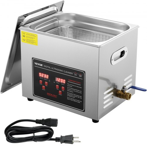 VEVOR Ultrasonic Cleaner with Digital Timer & Heater, Professional Ultra Sonic Jewelry Cleaner, Stainless Steel Heated Cleaning Machine for Glasses Watch Rings Small Parts Circuit Board (10L)