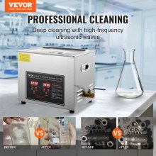 VEVOR Ultrasonic Cleaner with Digital Timer & Heater, Professional Ultra Sonic Jewelry Cleaner, Stainless Steel Heated Cleaning Machine for Glasses Watch Rings Small Parts Circuit Board (10L)