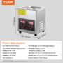 VEVOR Ultrasonic Cleaner with Digital Timer & Heater, Professional Ultra Sonic Jewelry Cleaner, Stainless Steel Heated Cleaning Machine for Glasses Watch Rings Small Parts Circuit Board (2L)