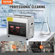 VEVOR Ultrasonic Cleaner with Digital Timer & Heater, Professional Ultra Sonic Jewelry Cleaner, Stainless Steel Heated Cleaning Machine for Glasses Watch Rings Small Parts Circuit Board (3L)