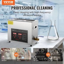 VEVOR Ultrasonic Cleaner with Digital Timer & Heater, Professional Ultra Sonic Jewelry Cleaner, Stainless Steel Heated Cleaning Machine for Glasses Watch Rings Small Parts Circuit Board (6L)