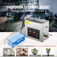 VEVOR Ultrasonic Cleaner with Digital Timer & Heater, Professional Ultra Sonic Jewelry Cleaner, Stainless Steel Heated Cleaning Machine for Glasses Watch Rings Small Parts Circuit Board (6L)