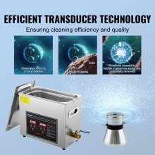 VEVOR Ultrasonic Cleaner with Digital Timer & Heater, Professional Ultra Sonic Jewelry Cleaner, Stainless Steel Heated Cleaning Machine for Glasses Watch Rings Small Parts Circuit Board (6L)