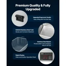 VEVOR 50L Ultrasonic Cleaner, Professional Ultrasonic Cleaner Machine with Cleaning Basket & Digital Display, 840W Stainless Steel Large Cleaning Machine with Wheels for Industrial Parts, Carburetors